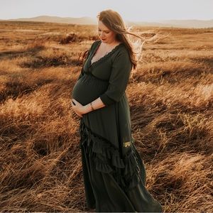 Baltic Born maternity green dress long sleeve maxi dress